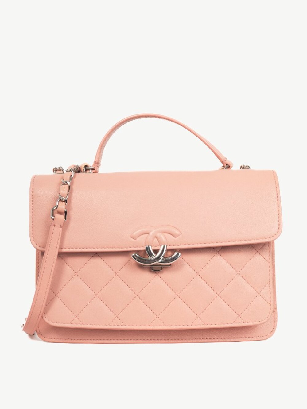 Chanel Pink CC Box Flap Quilted Calfskin Bag